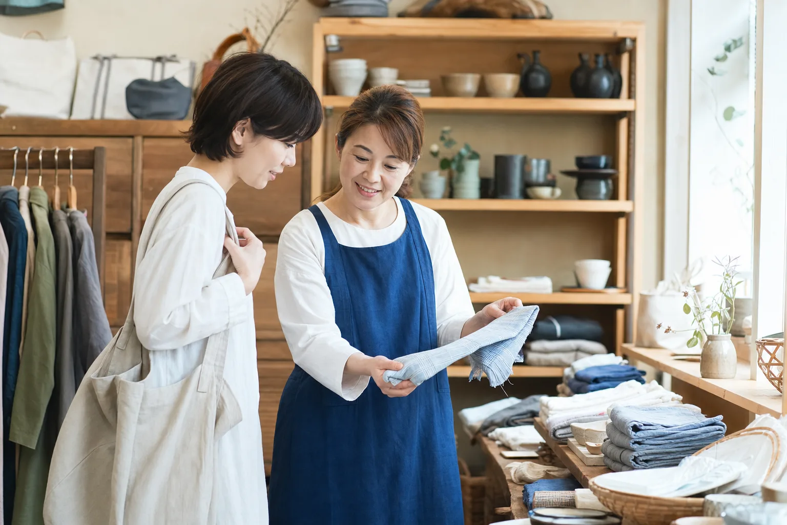 お客様と会話しながら商品を案内する店舗のイメージ